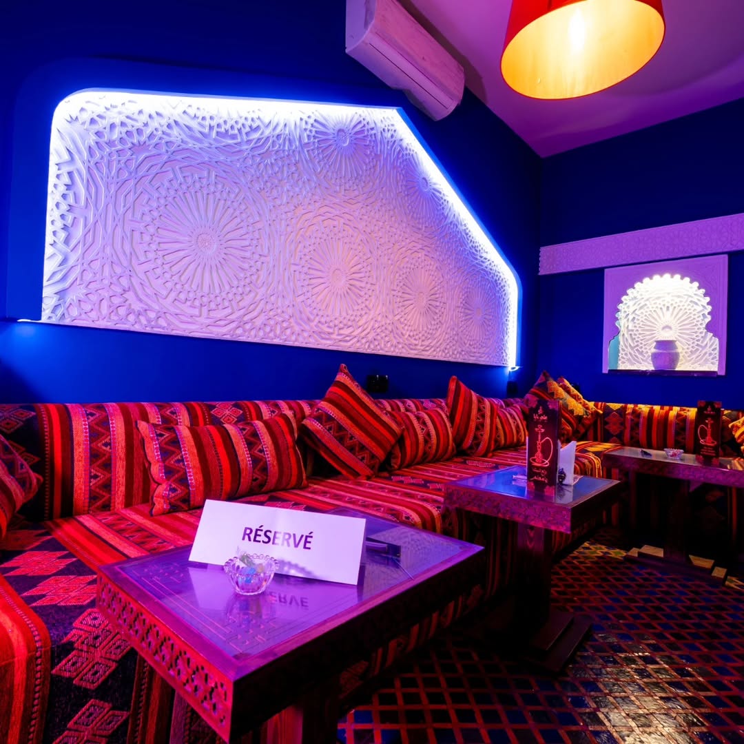 Interior of Ali Baba shisha lounge in Marrakech