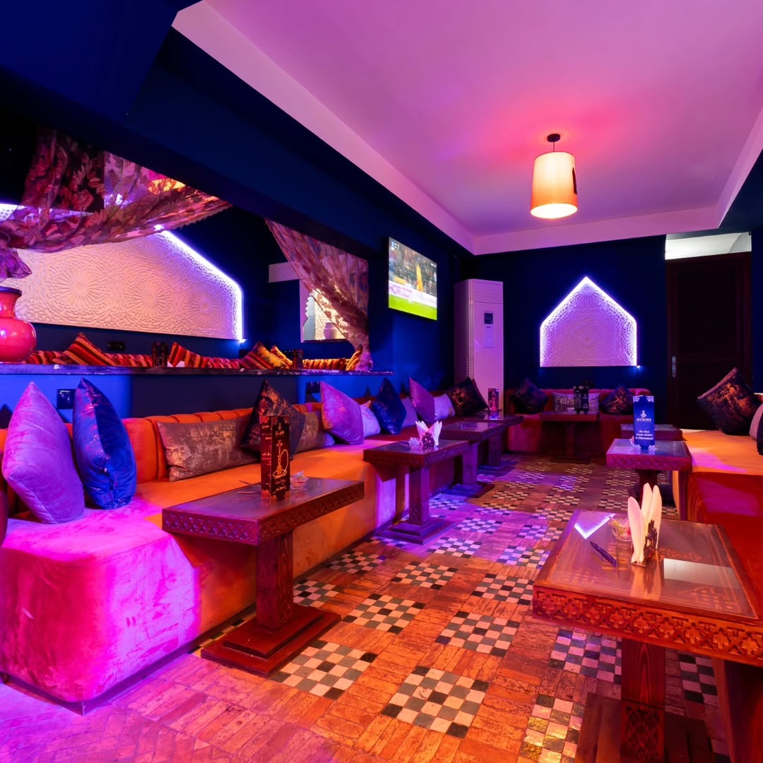 Interior of Ali Baba shisha lounge in Marrakech