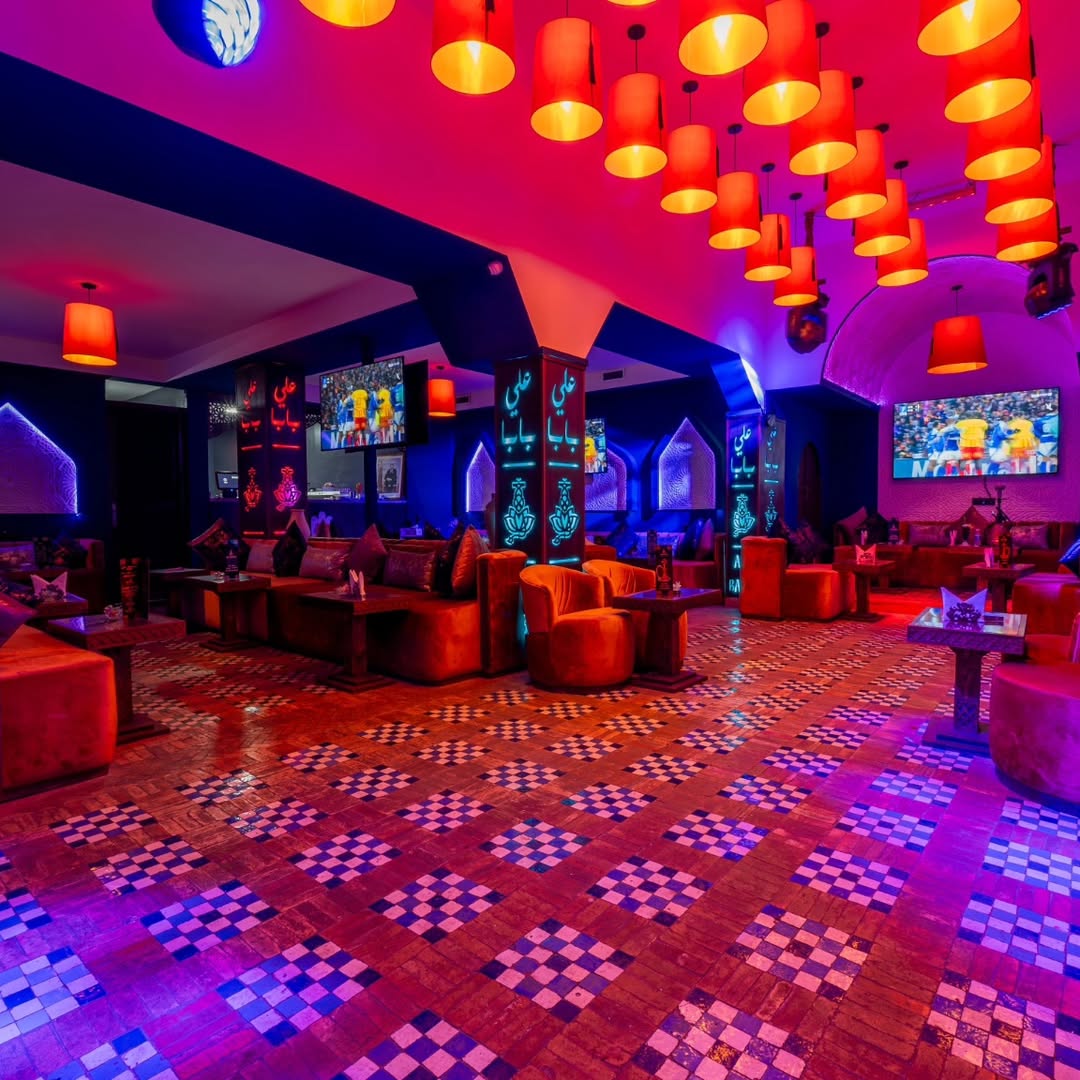 Interior of Ali Baba shisha lounge in Marrakech